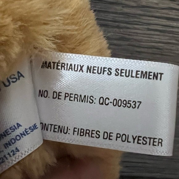 Teddy Bear Charlie The Bear by Aurora Brown Red Bow 15" Faux Leather Ears Nose - Picture 7 of 11